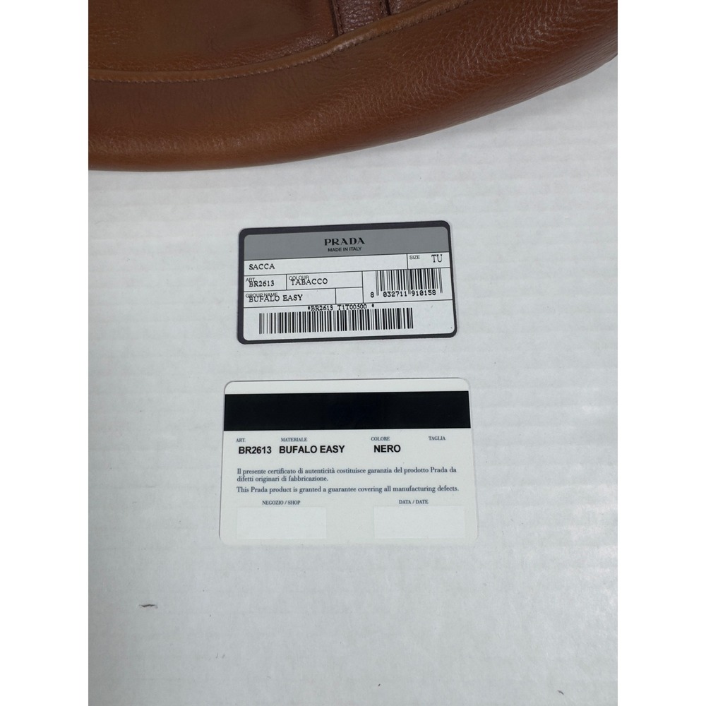 Prada Sacca Bufalo Easy Bag Womens Tabacco Brown Leather BR2613 Shoulder Strap - Picture 13 of 14
